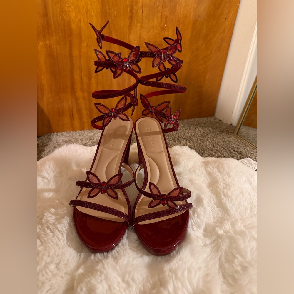 Elegant Red Strappy Heels